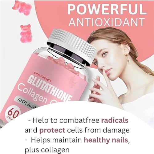 Glutathione Collagen Gummies,Glutathione Collagen Glow Gummies for Dark Spot,60 Pieces NNOVAT