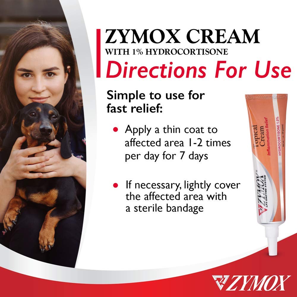 Zymox Veterinarian Strength Topical Cream with 1% Hydrocortisone for Dogs and Cats, 1oz Zymox