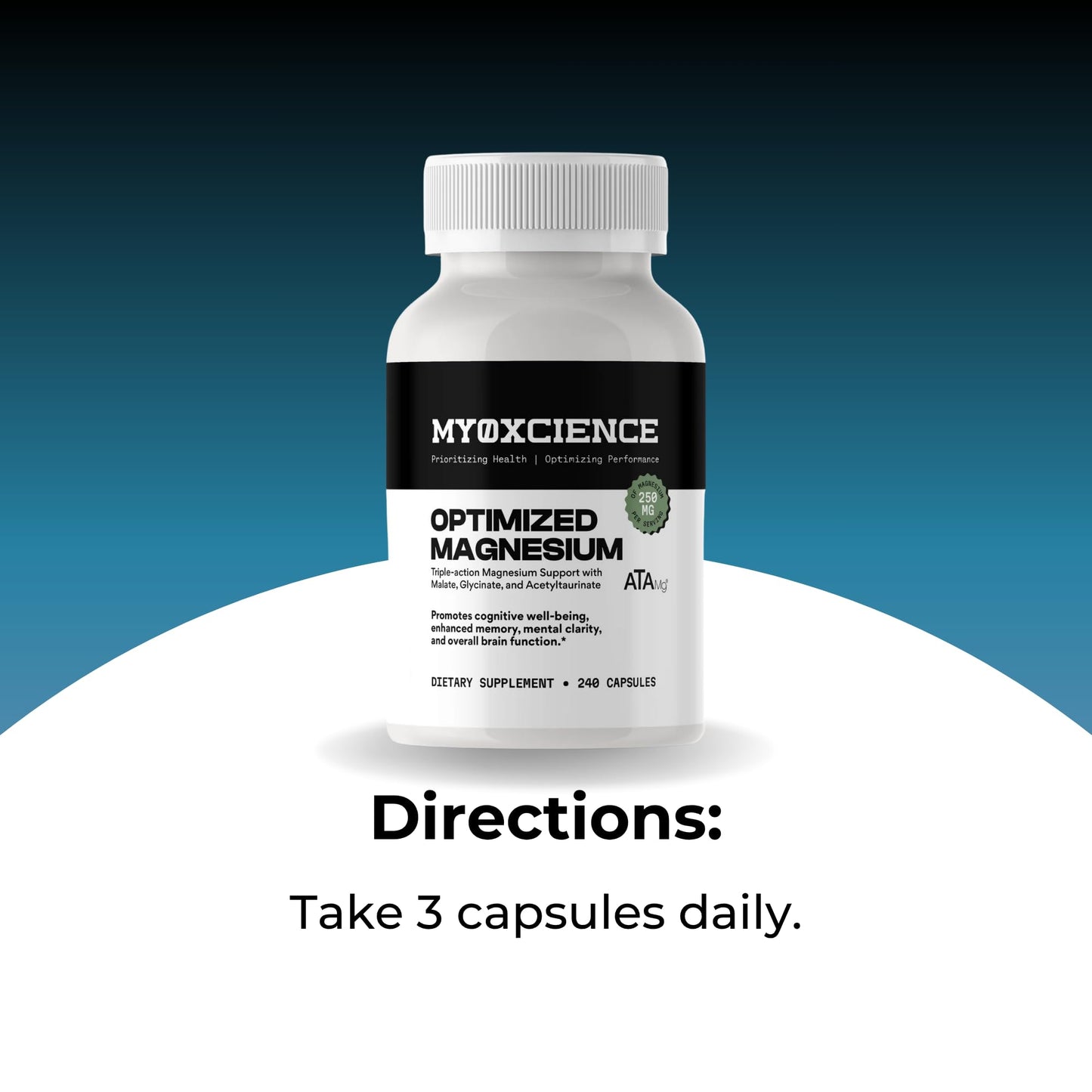 MYOXCIENCE Optimized Magnesium Glycinate + Magnesium Taurate (as ATAmag®) for High Brain Bioavailability to Support Stress Relief and Sleep | 80 Servings MYOXCIENCE