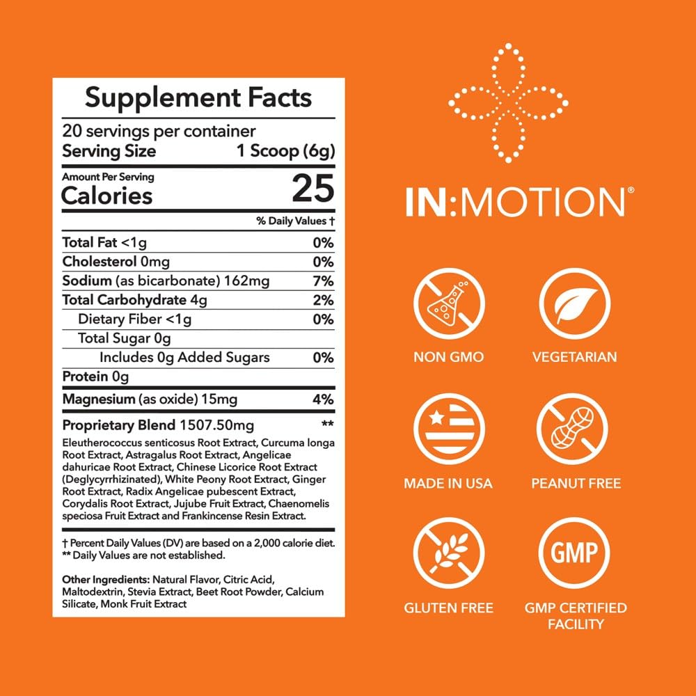 in:TotalWellness - in:Motion Natural Herbal Formula, 20 Serving Pouch, Corydalis, Tumeric, Ginger + 9 More ADAPTOGEN Herbs, Citrus Berry Flavor, 1 Count INTotalWellness