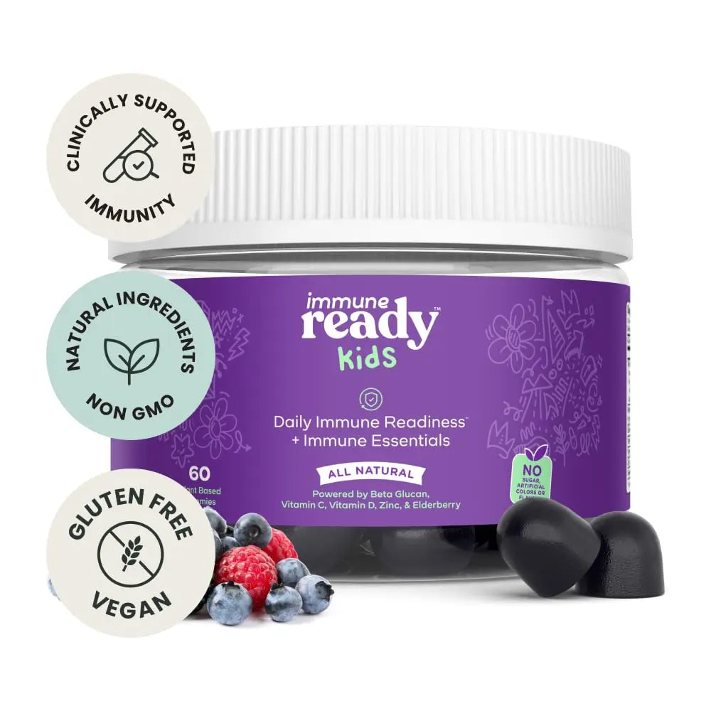 Immune Ready™ Kids Multivitamin Gummies – Mixed Berry Flavor – Sugar-Free Daily Kids Immune Support with Beta Glucan, Elderberry Immune Ready