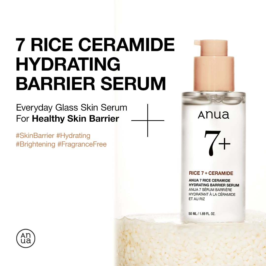 Anua Rice Ceramide 7 Hydrating Barrier Serum, Moisturizing Face Serum, Non-comodogenic, Hyaluronic Acid ANUA