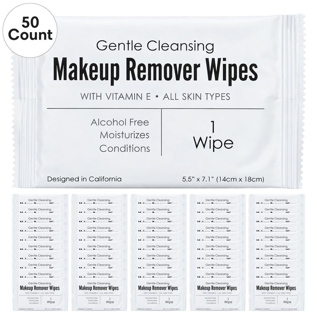 World Amenities Individual Makeup Remover Wipes, 50 Individually Wrapped World Amenities