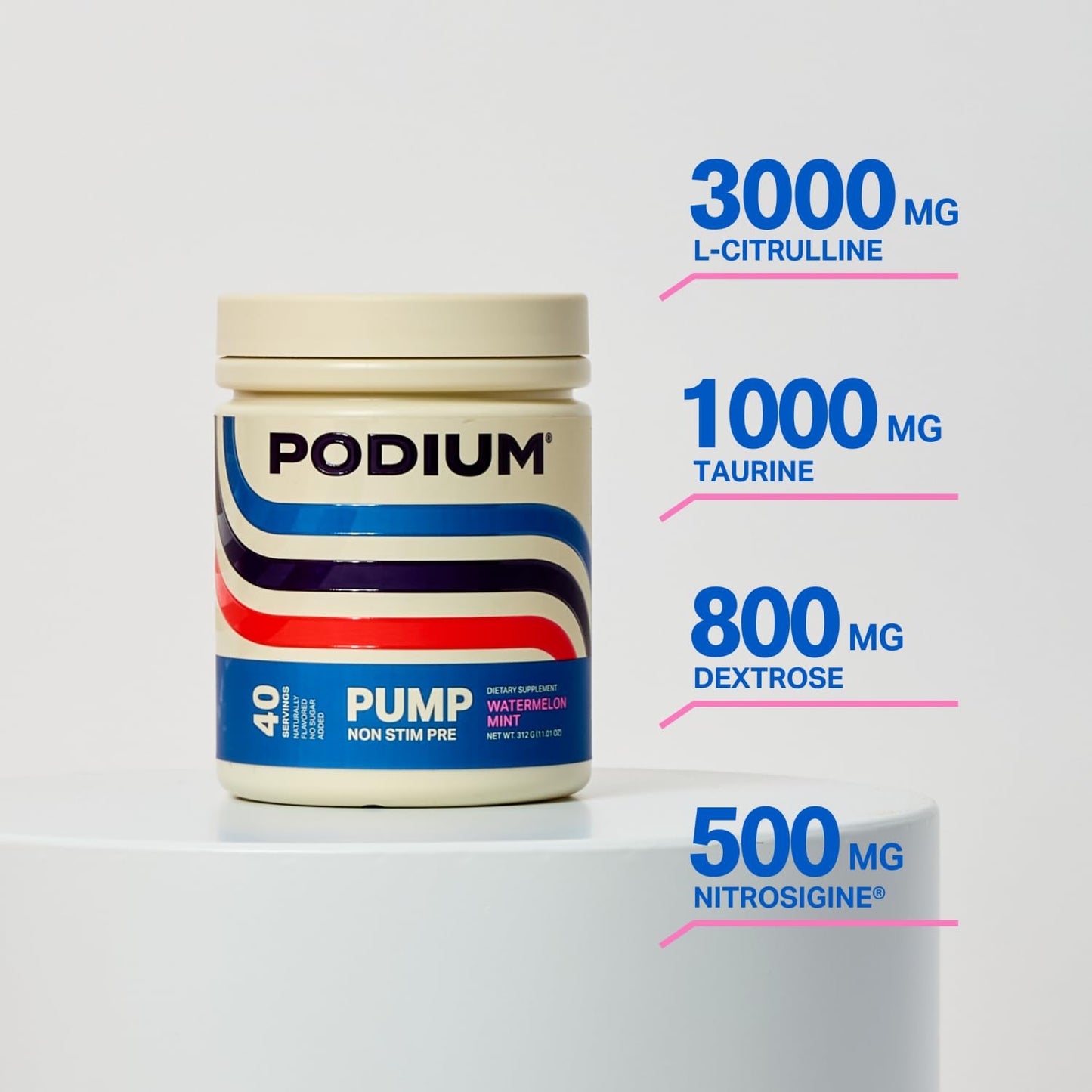 Podium Nutriton, Pump, Stimulant Free Pre-Workout, 40 Servings (Watermelon Mint) Podium Nutrition