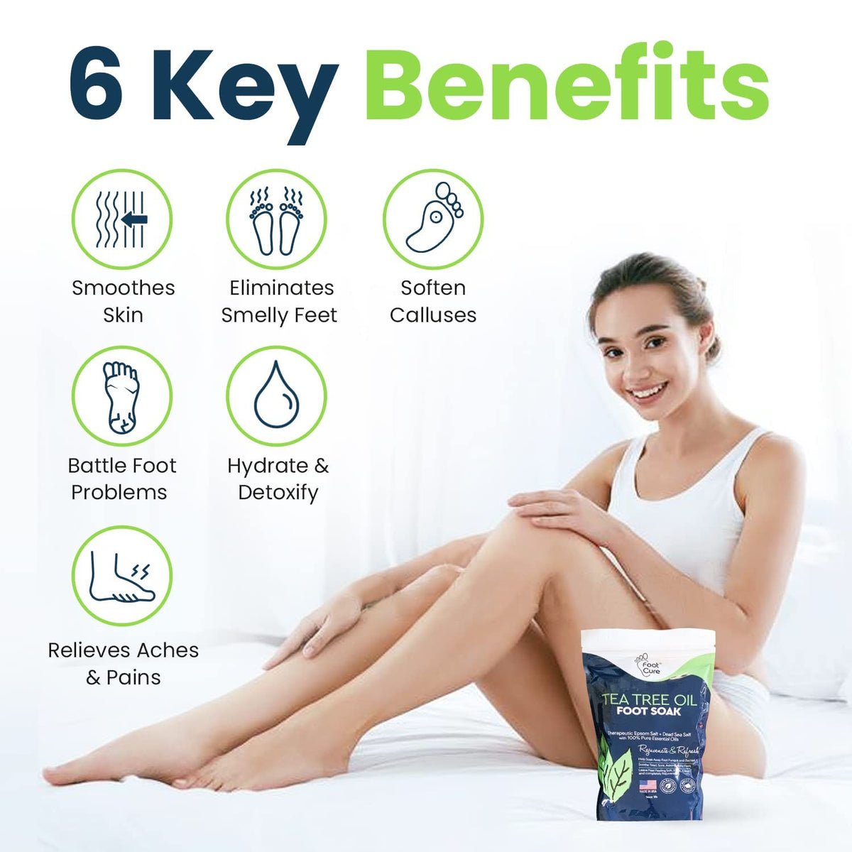 Tea Tree Oil Foot Soak with Epsom Salt - Best Toenail Fungus Treatment, Athletes FOOT CURE