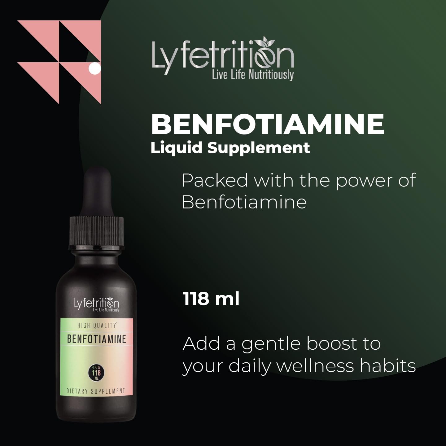 Lyfetrition Benfotiamine 118 ml, 4 FL Oz Liquid, 220 Servings, Made in USA, Quick Absorption, Potent Ingredients, Non-GMO Lyfetrition