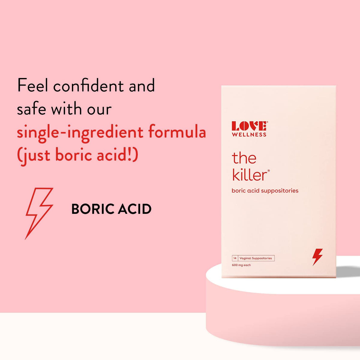 Love Wellness Boric Acid Suppositories for Women, The Killer | Vaginal Supp Love Wellness
