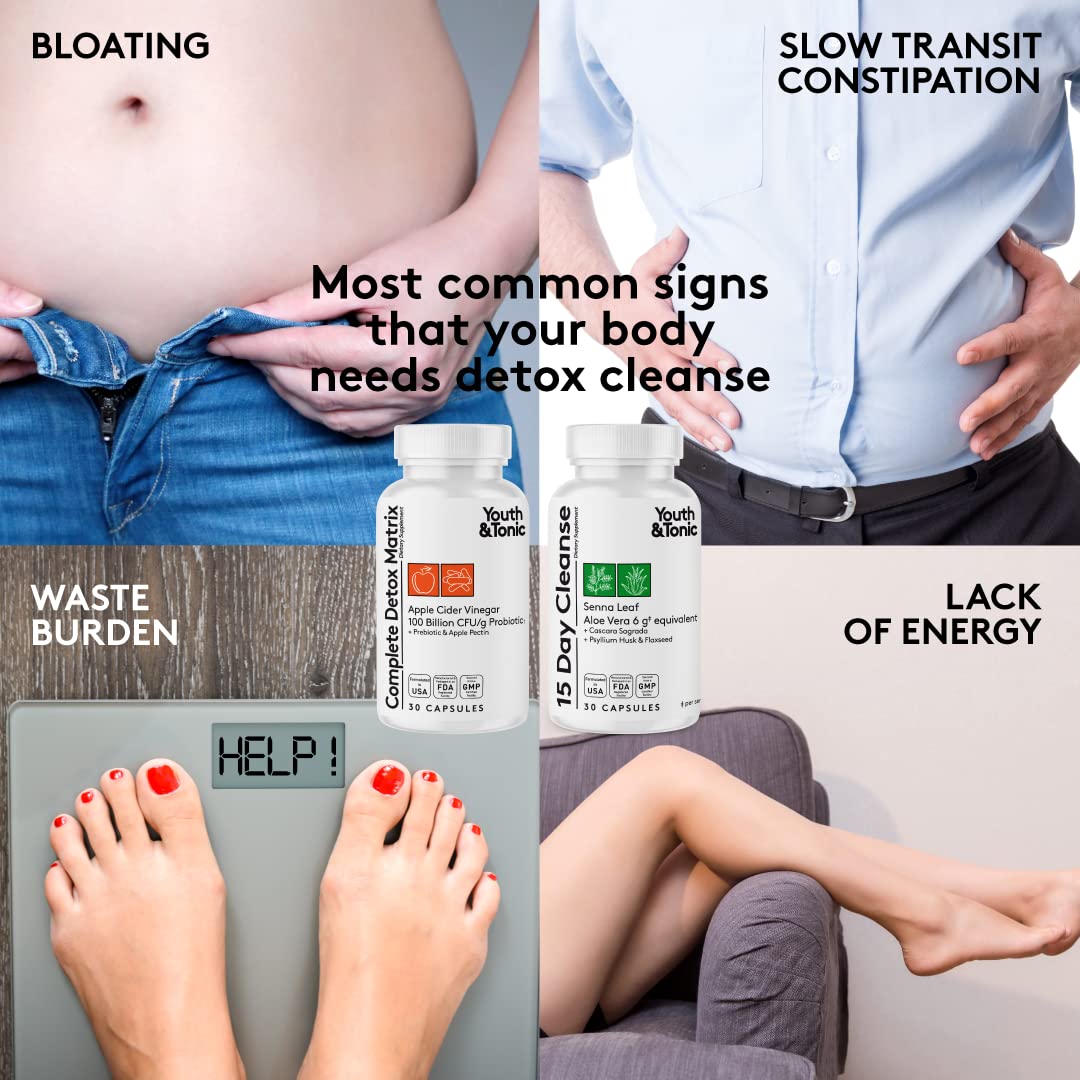 Youth & Tonic Complete Body Detox for Cleanse, Normal Acidity Gut Level and Water Youth & Tonic