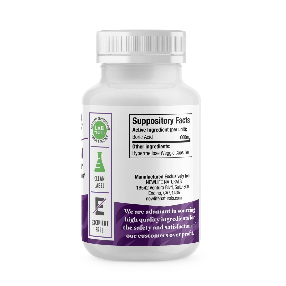 NewLife Naturals Boric Acid Vaginal Suppositories 600mg (60 Pack) with 28 Applicators - for pH Balance NewLife Naturals