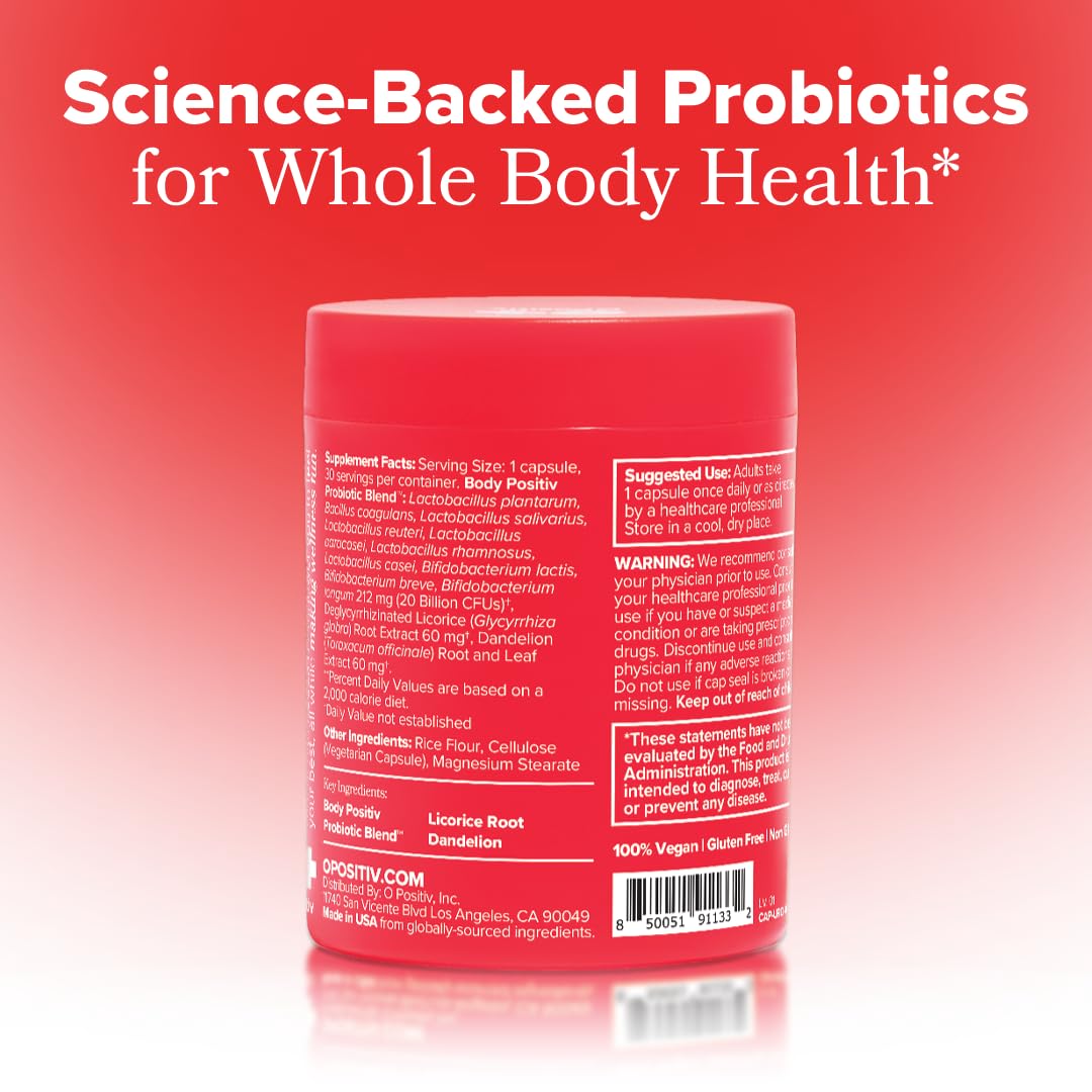 O Positiv URO Women’s Probiotic – All-in-one Probiotic for Women - Vaginal, Gut, Skin, and Oral Microbiome Health – 20B+ CFUs, Licorice Root, Dandelion – Non-GMO, Vegan, Gluten-Free – 30 Capsules O Positiv