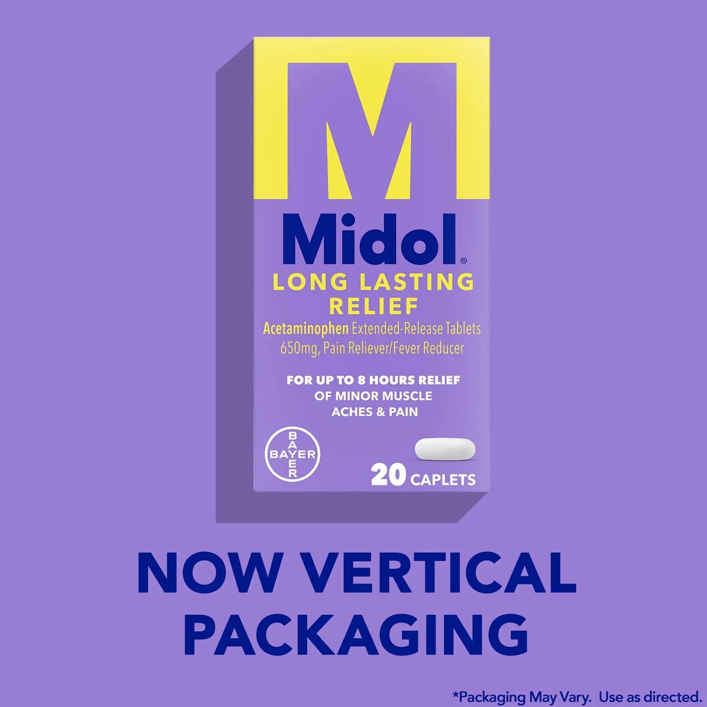 Midol Long Lasting Relief 20ct: Midol Long Lasting Relief, Menstrual Symptom Reliever & Fever Reducer, Caplets with Acetaminophen for Menstrual Pain Relief - 20 Count (Packaging May Vary) Midol