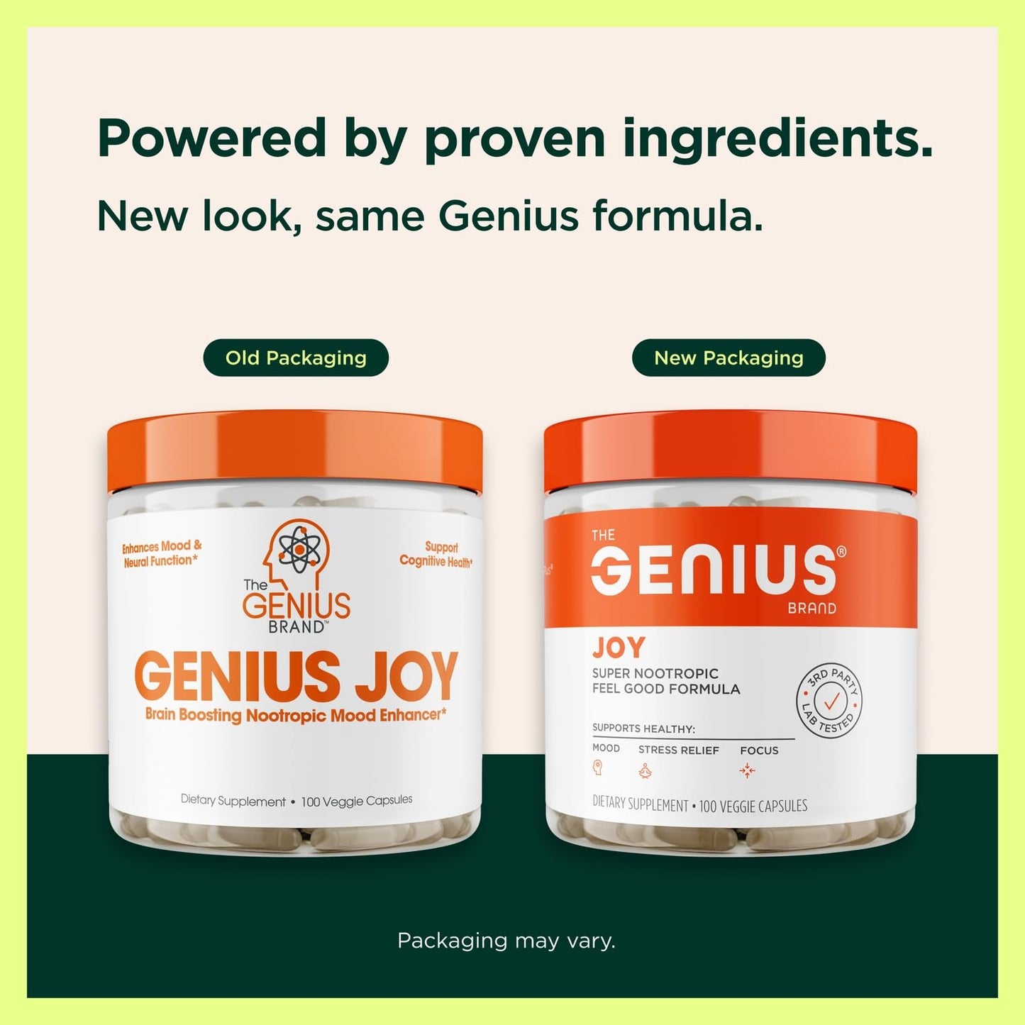 Genius Joy, Nootropic Mood Enhancer Supplement - Support Cognitive Health, Enhance Mood & Neural Function with Brain Boosting L-Theanine, Panax Ginseng & SAM-e - Organic, Non-GMO, & Gluten-Free The Genius Brand
