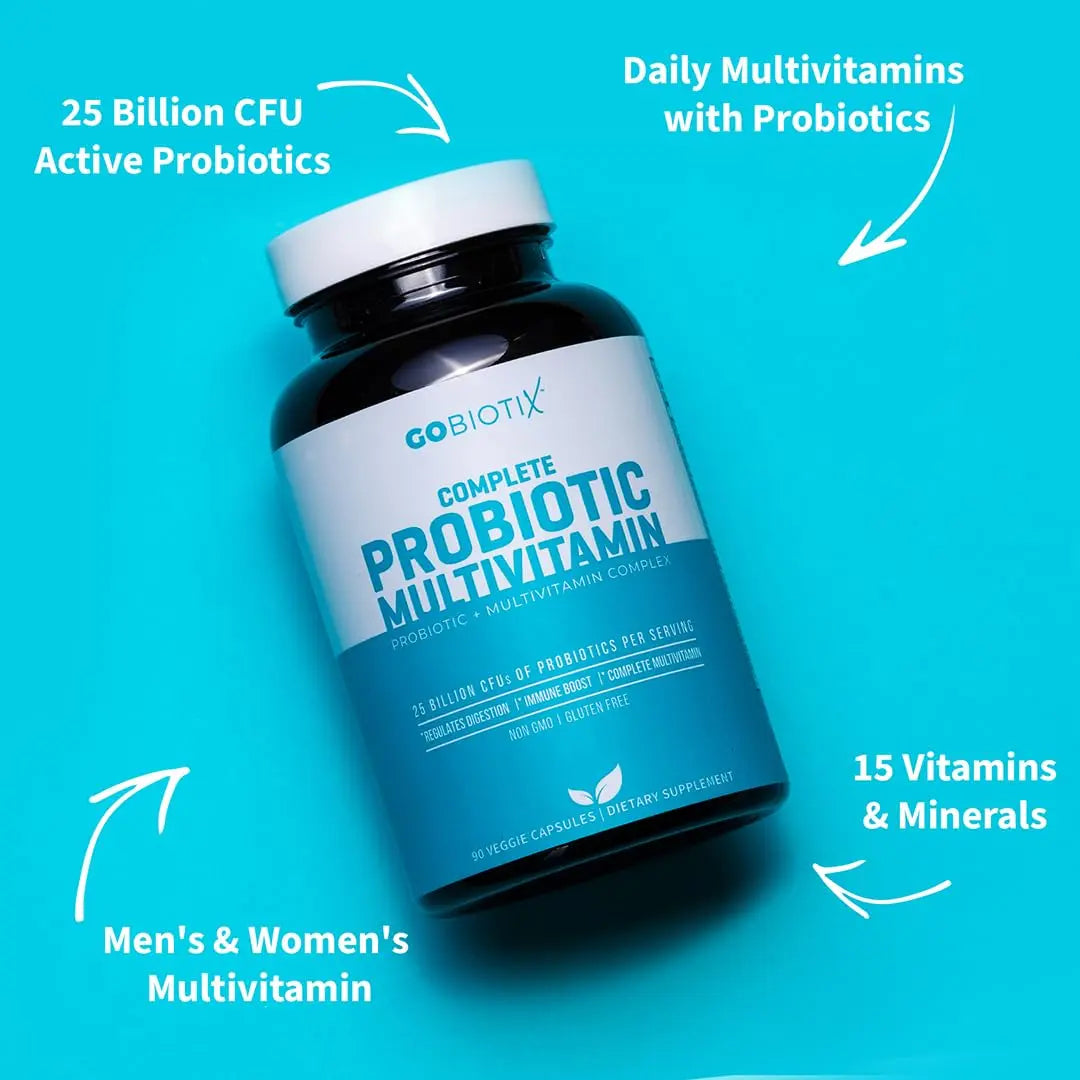 GOBIOTIX Multivitamin with Probiotics and Digestive Enzymes - 25 Billion CFU - Digestive Health, Probiotics for Women and Men GOBIOTIX