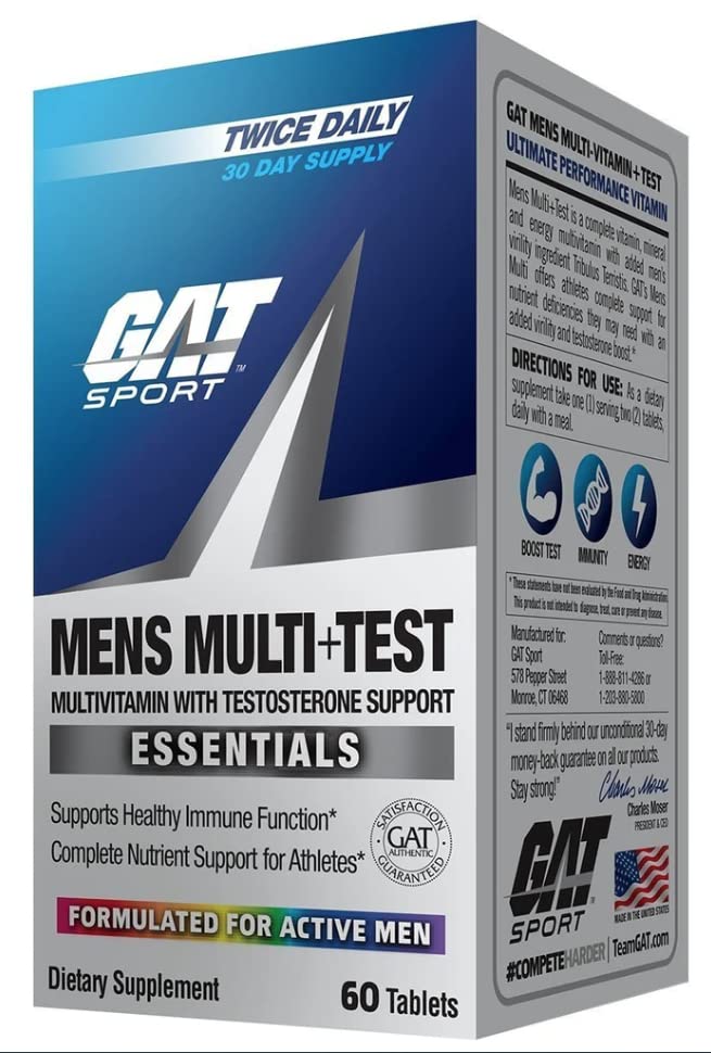 GAT SPORT Men's Multi + Test, Premium Multivitamin Tablets (60 Count) GAT SPORT