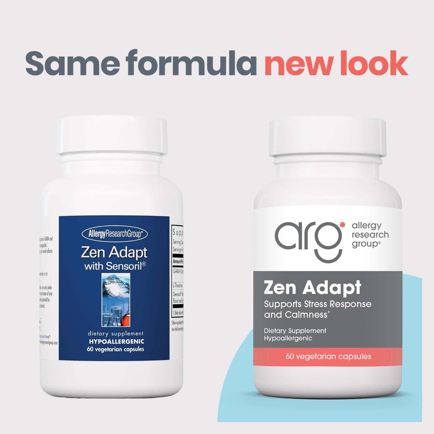 ARG Zen Adapt - 200 mg L-Theanine, 125 mg Ashwagandha & 550 mg GABA - Supports Stress Response and Calmness - Vegetarian Capsules - Hypoallergenic Formula - 30 Servings - 60 Capsules Allergy Research Group
