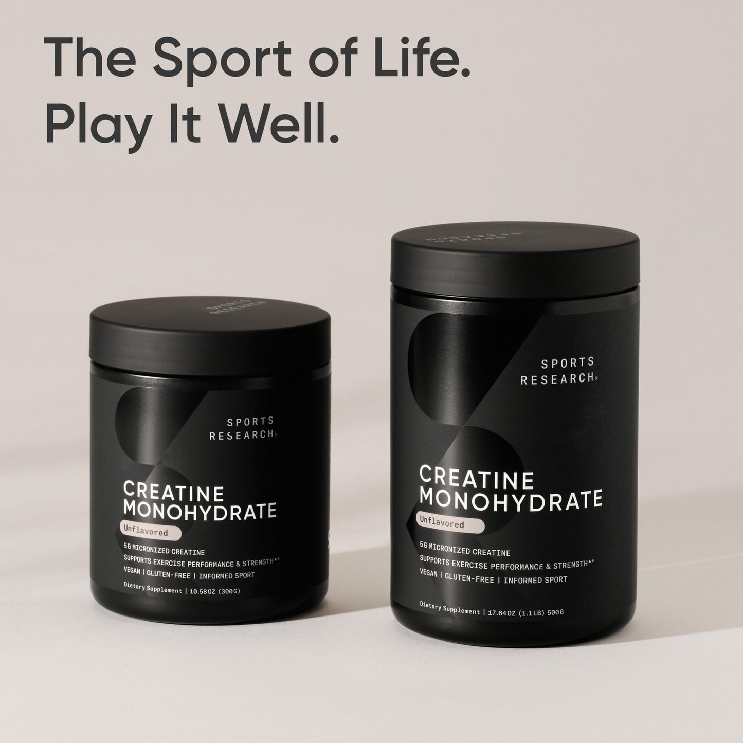 Sports Research Creatine Monohydrate - Gain Lean Muscle, Improve Performance and Strength and Support Workout Recovery* - 5 g Micronized Creatine - 17.64 oz Sports Research