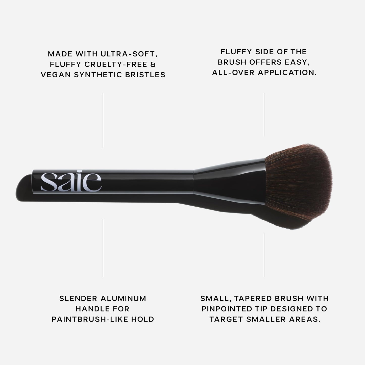 Saie Powder Blush Brush - Fluffy Makeup Brush for Cheeks - Ultra-Soft Tapered Bristles for a Precise, Diffused Application - For Pressed or Loose Powder Face Makeup, Bronzer + Blush - Vegan (1 Count) Saie