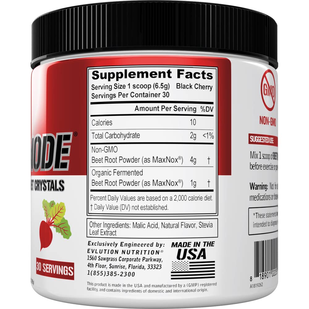 Evlution Nutrition Beet Root Powder Nitric Oxide Booster for Enhanced Energy and Pumps Evlution