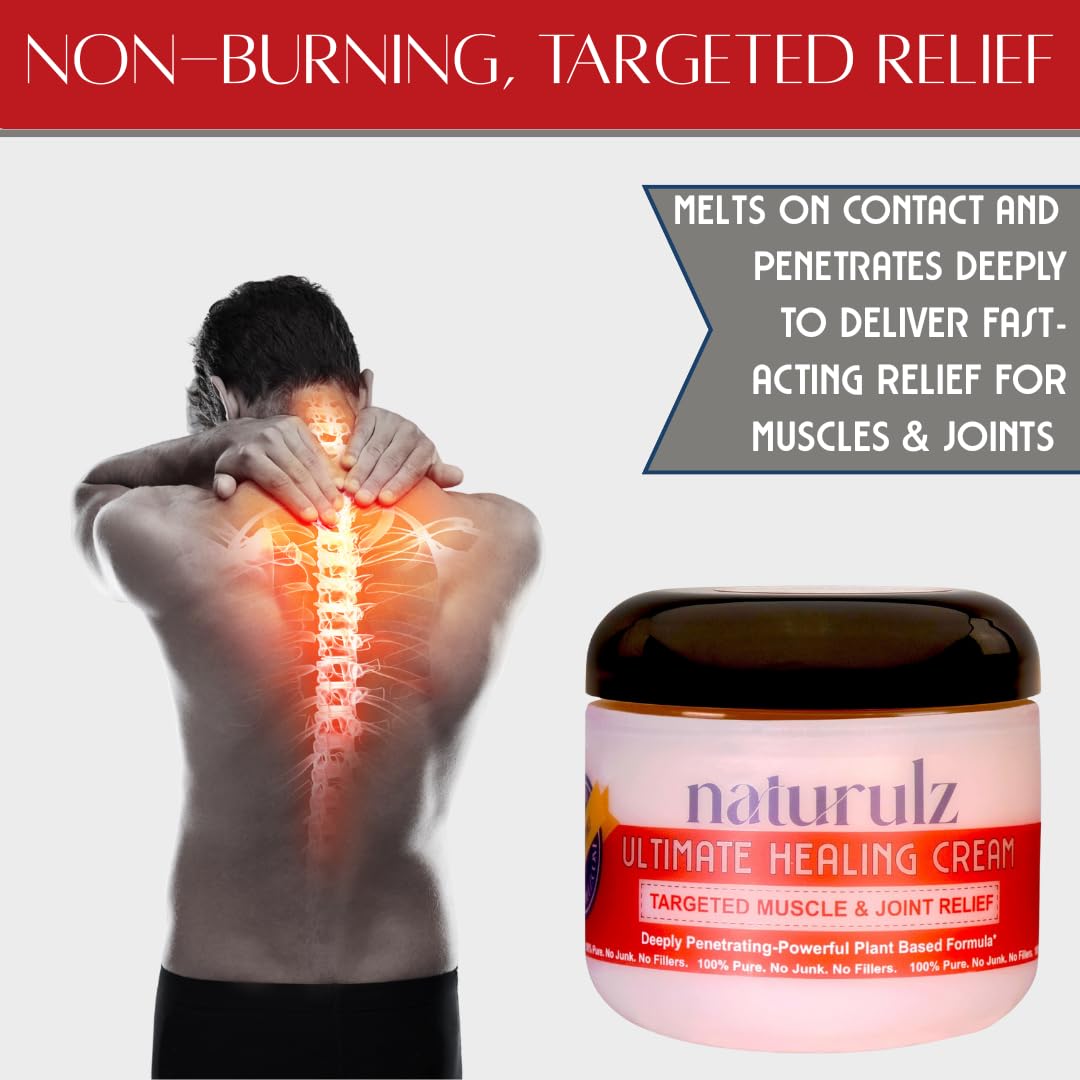 Naturulz Ultimate Healing (Medicated) Cream OTC 4 Ounce - Pain & Arthritis Topical for Sore Lower Back, Neck, Shoulders, and Muscles. All-Natural Formula with Medication Strength Capsaicin. Naturulz