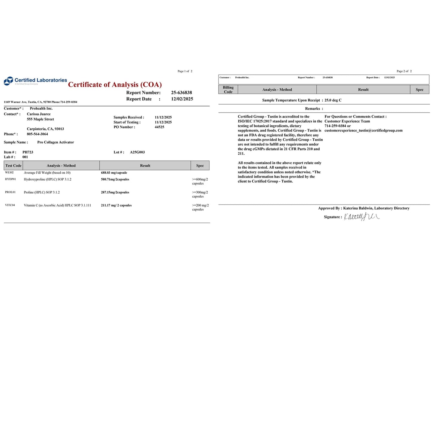 ProHealth Pro Collagen Activator Triple Third-Party Lab Tested, 120 Capsules ProHealth