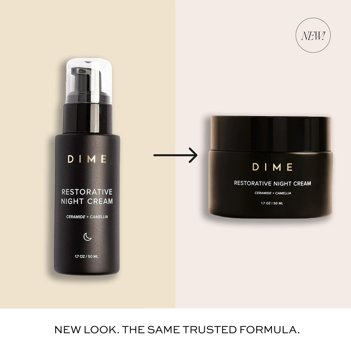 DIME Beauty Restorative Night Cream, Facial Moisturizer with Ceramides and Sea Buckthorn, 1.7 oz / 50 ml in Pump DIME