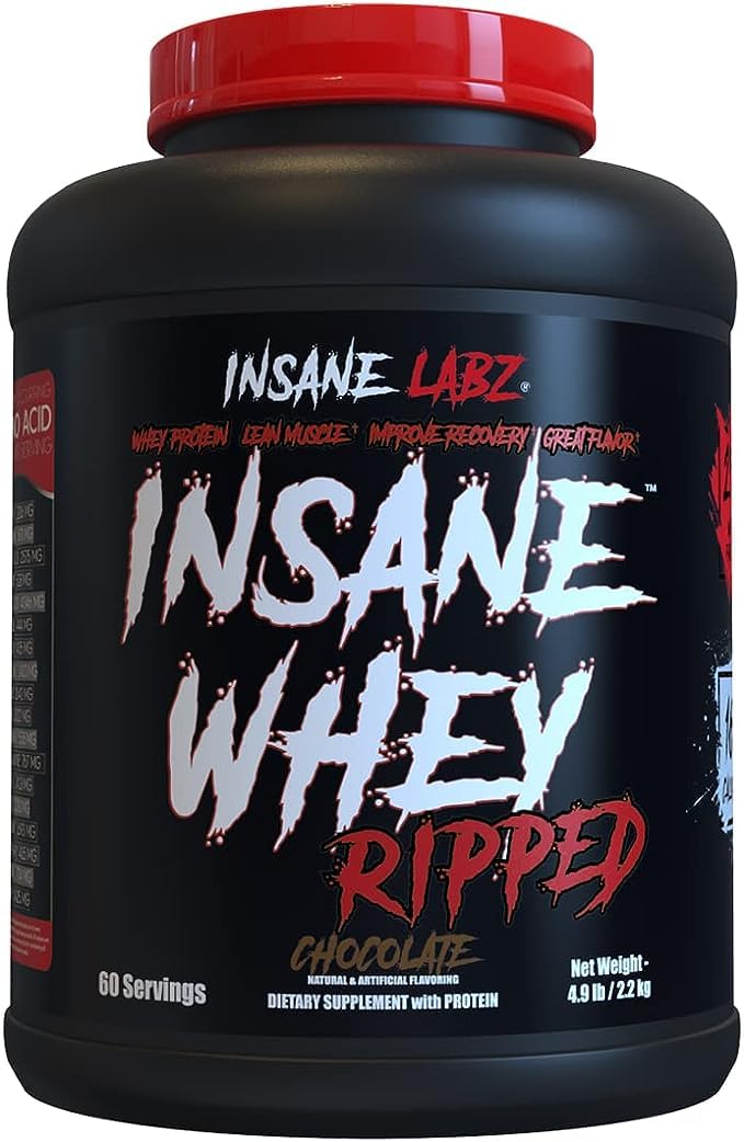 Insane Labz Insane Whey Ripped, Lean Muscle Building Protein with L-Carnitine and CLA Oil Powder, 5lbs 60 Servings, Vanilla