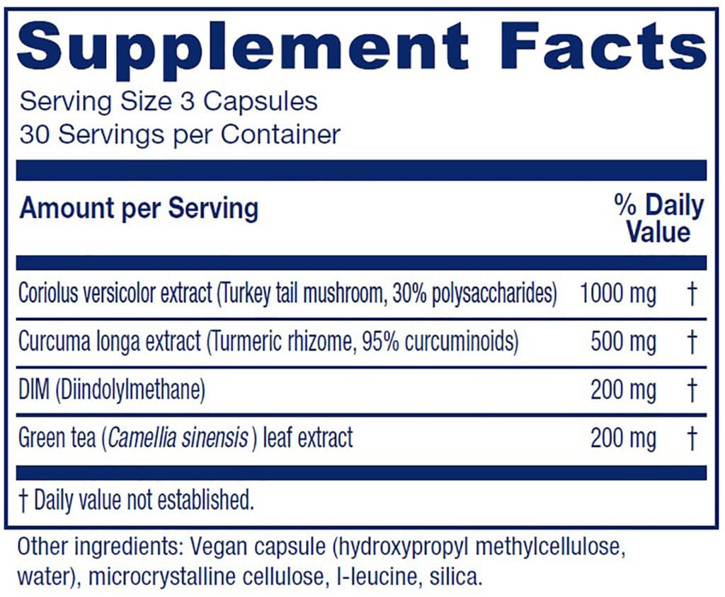 Vitanica CCDG Blend, Immune Support, DIM Supplement 200mg, Turkey Tail Mushroom, Turmeric, Green Tea, Vegan, 90 Capsules Vitanica