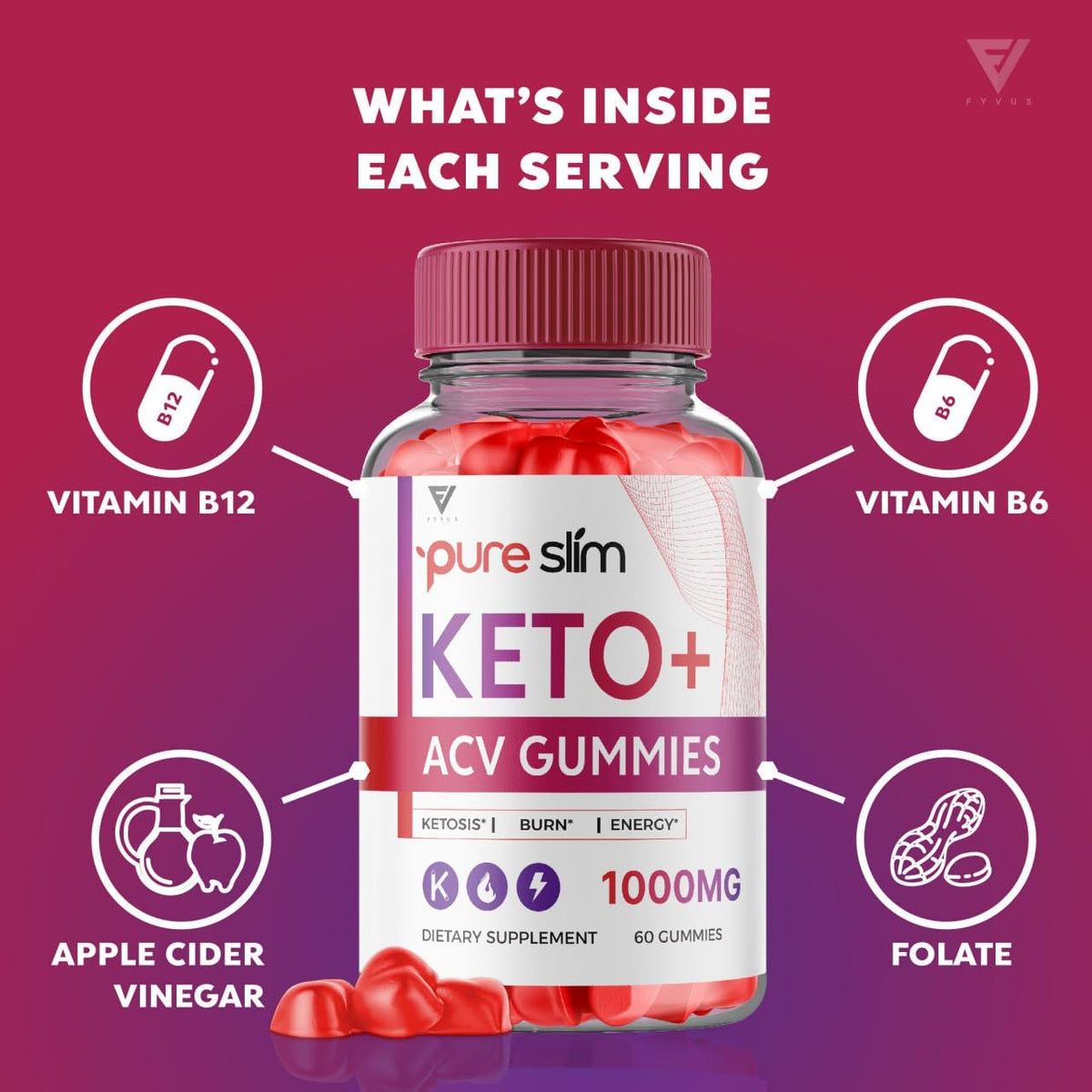 (2 Pack) Pure Slim Keto ACV Gummies, Pure Slim Keto ACV Gummies Advanced Kelly Clarkson Fyvus