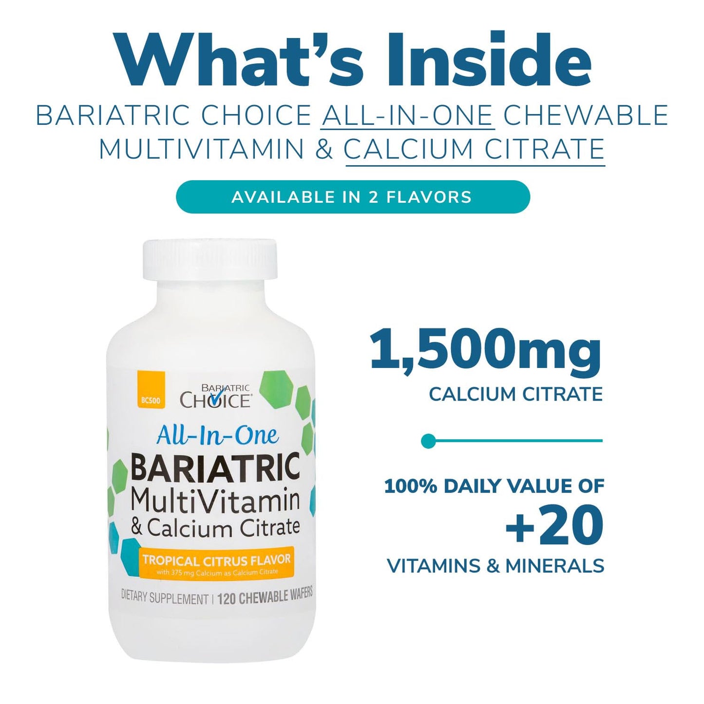 Bariatric Choice All-in-One Chewable Bariatric MultiVitamin with Iron & Calcium Citrate, Very Berry (120ct) Bariatric Choice