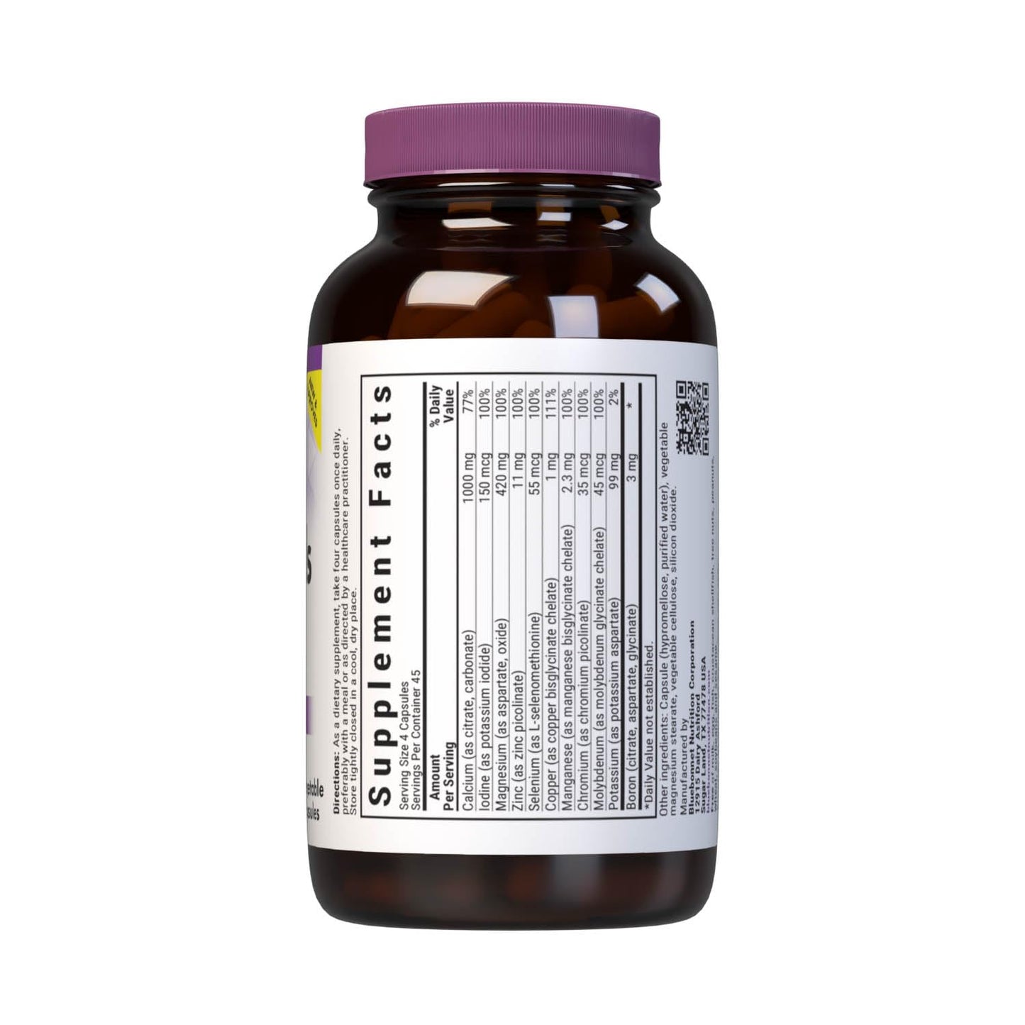 Bluebonnet Multi Minerals Supplement Plus Boron Chelated Magnesium Potassium Copper Selenium Manganese Chromium & Zinc Complex for Women & Men - No Iron, Non-GMO, Gluten-Free - 180 Vegetable Capsules BlueBonnet