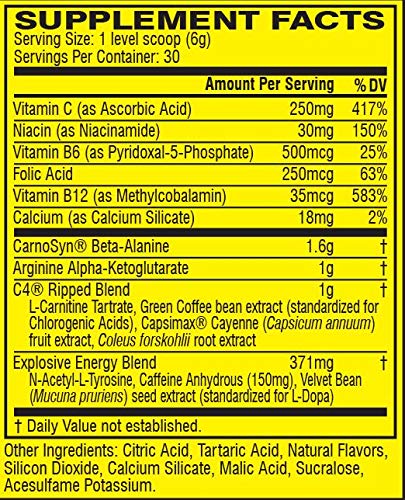 Cellucor C4 Ripped Pre Workout Powder + Fat Burner, Cherry Limeade, 30 Servings Cellucor