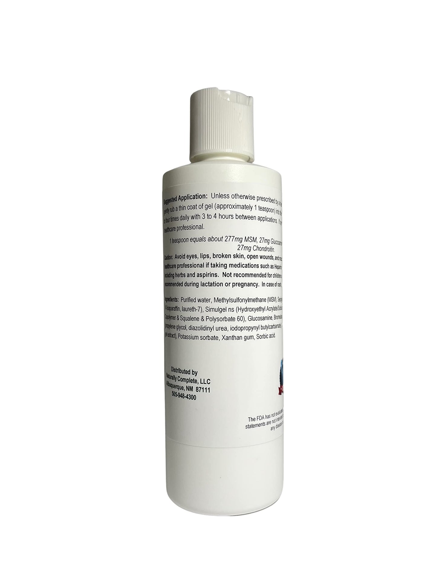 Naturally Complete MSM Plus Glucosamine Bromelain & Chrondroitin 8 oz. Bottle Naturally Complete
