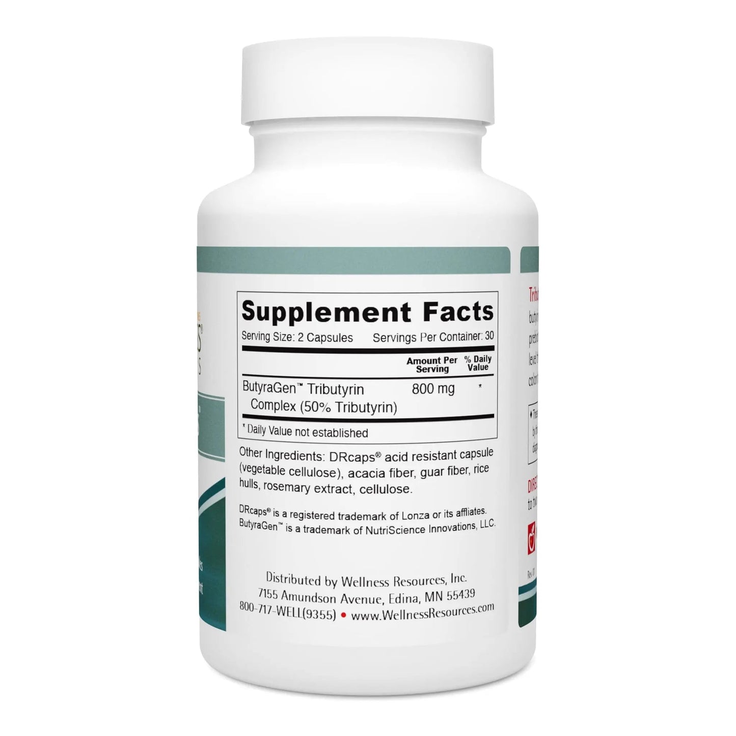 Wellness Resources Tributyrin Plus Postbiotic Supplement for Gut Health with High Absorption ButyraGen Tributyrin Complex (800mg per Two Capsules, 60 Veggie Capsules) Wellness Resources