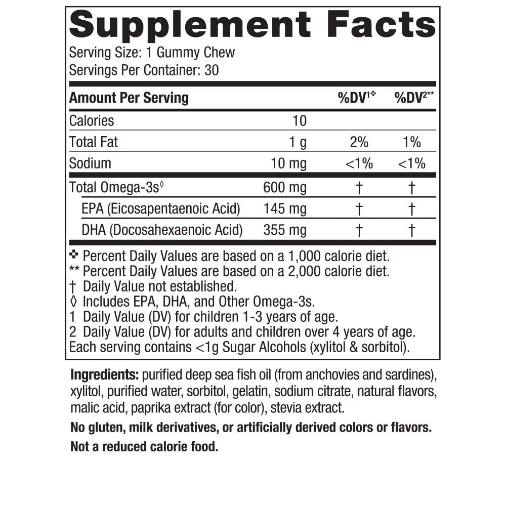 Nordic Naturals Zero Sugar Children’s DHA Gummy Chews, Tropical Punch - 30 Gummy Chews for Kids - 600 mg Total Omega-3s - Brain Development Nordic Naturals