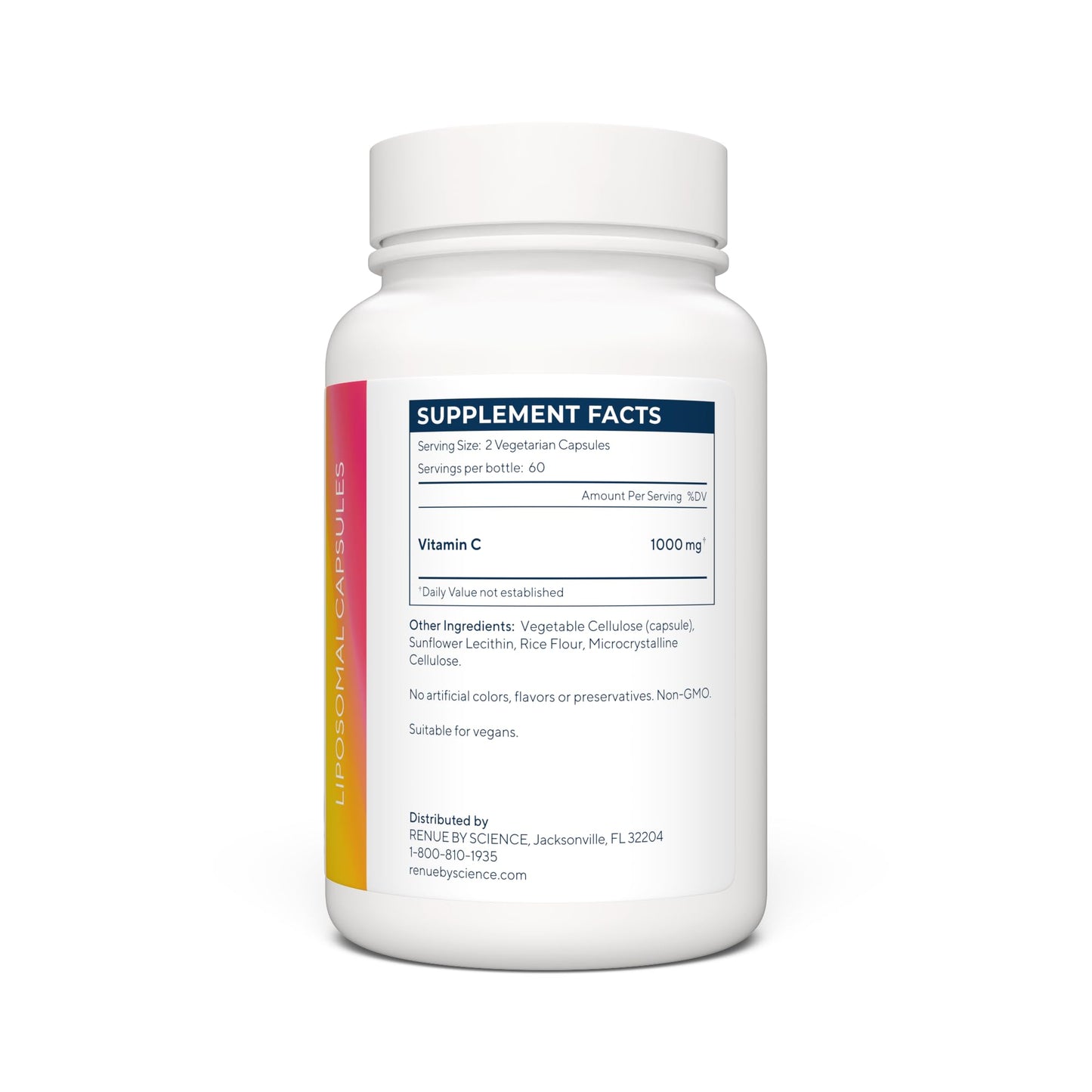 Renue By Science Vitamin C | High Strength Liposomal Supplement | 120 Capsules - 500mg VIT C per Serving | Non-GMO & Allergen Free | Made in The USA Third-Party Tested Renue By Science