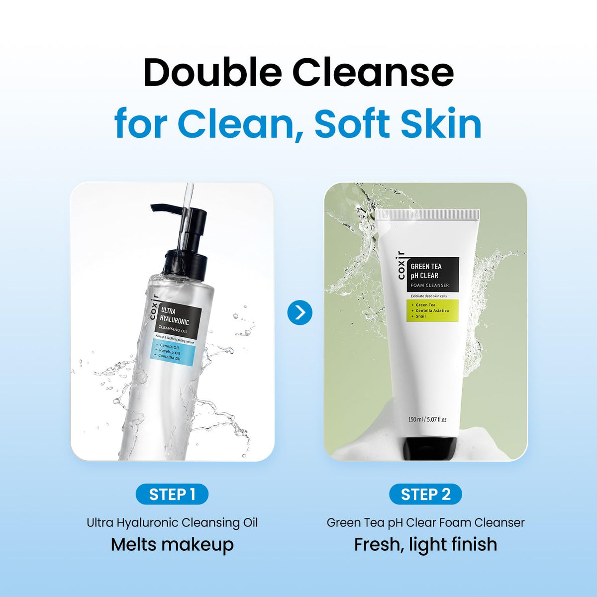 coxir Ultra Hyaluronic Cleansing Oil, Hydrating Makeup Remover, 5.07 fl.oz coxir