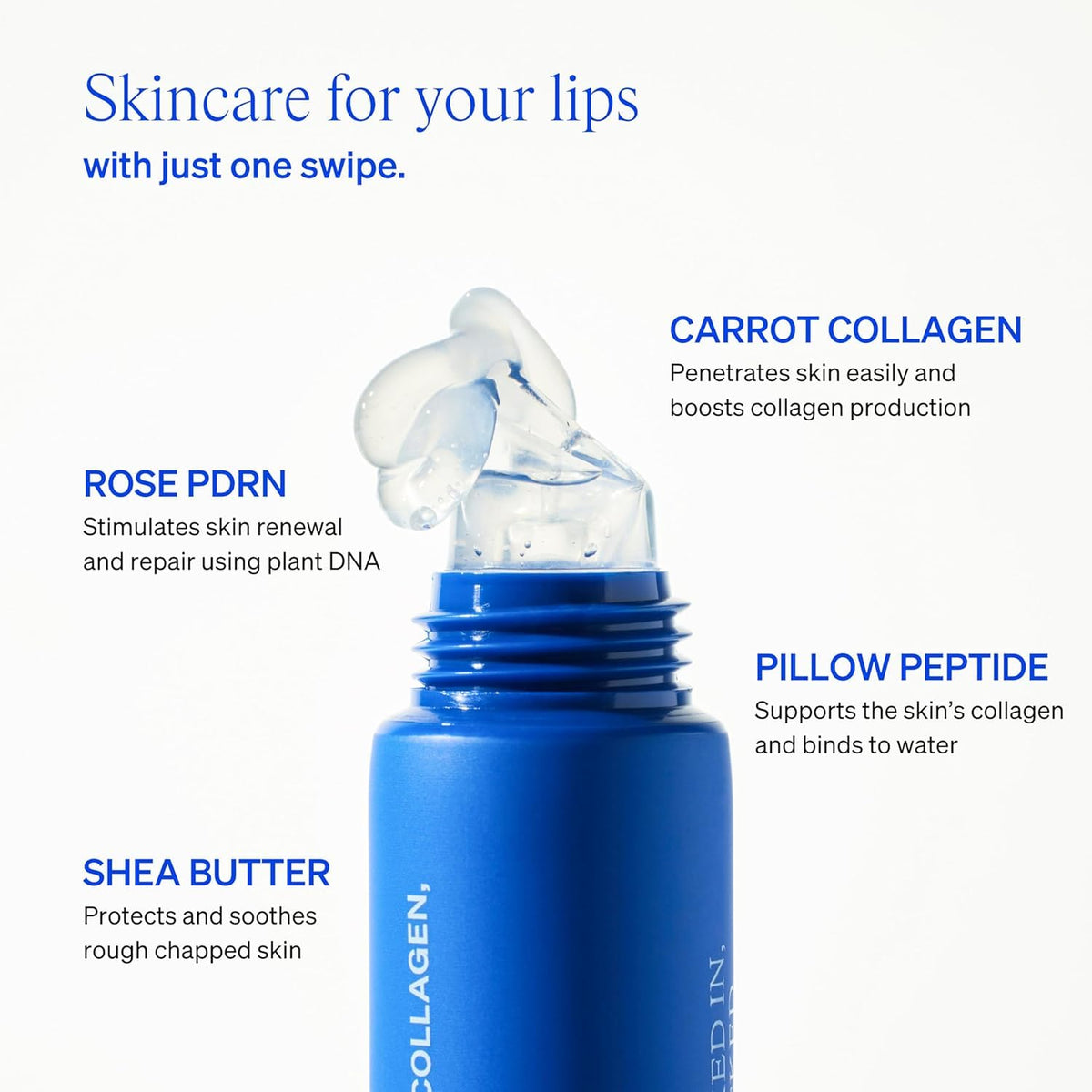 KNEMO LipLock Jelly Serum for Dry Lips, Long-Lasting, Hydrating, Plumping, Glossy Mask with Rose PDRN, Carrot Collagen, Pillow Peptide, Moisturizing Tinted Lip Balm. (Crystal Clear) KNEMO