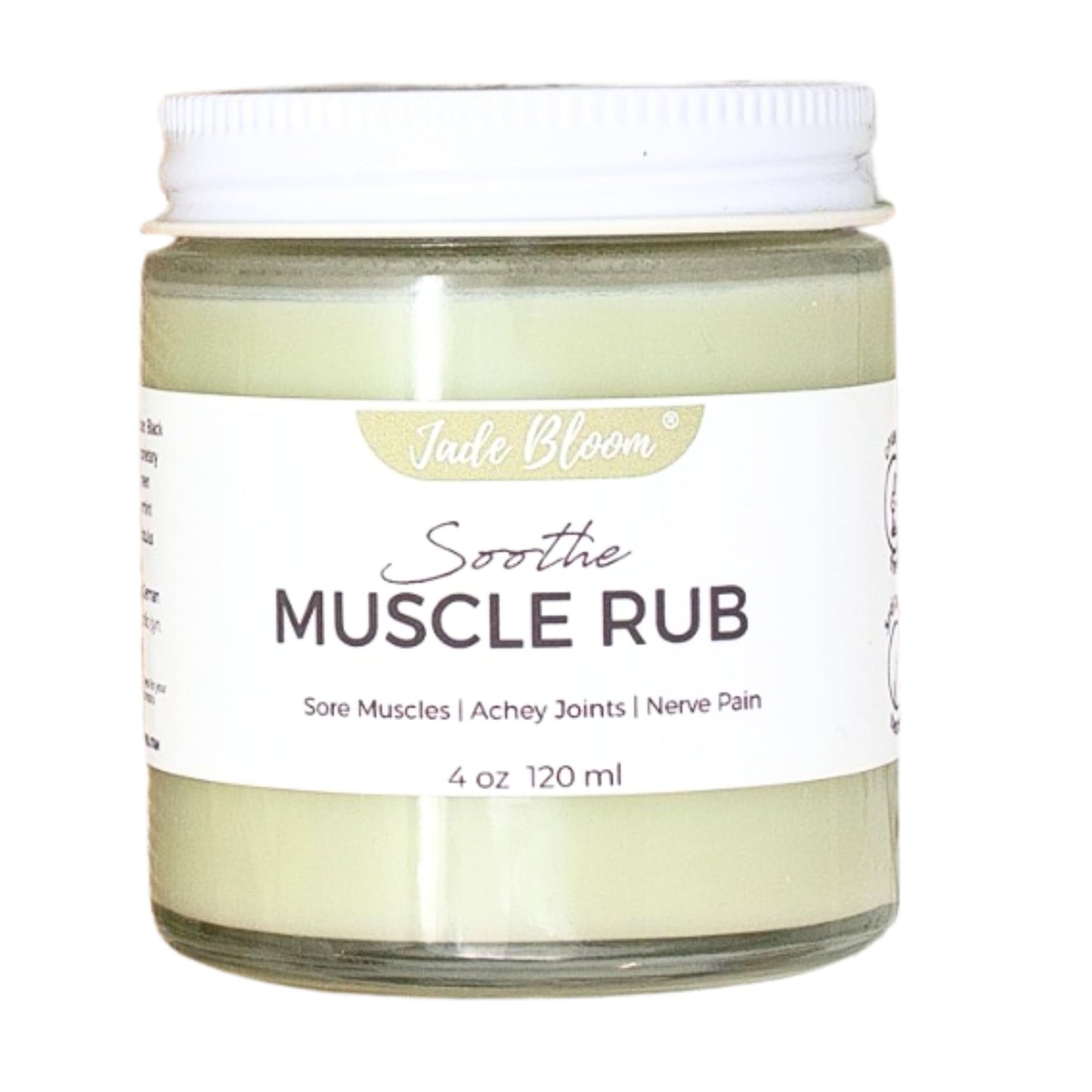 Jade Bloom Muscle Rub Soothe - Essential Oil Muscle Fusion (Heat Activated) - Glass Jar Jade Bloom