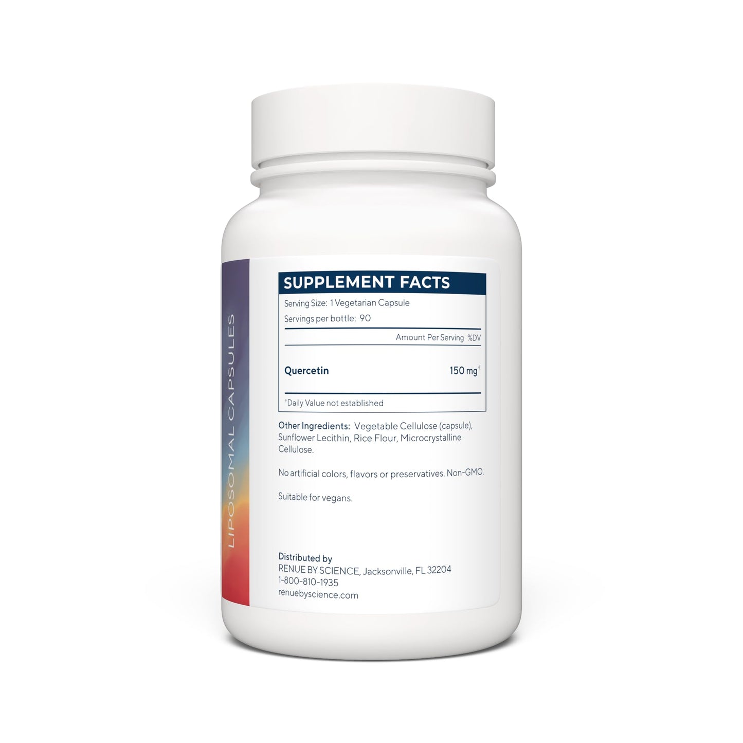 Renue By Science Quercetin | High Strength Liposomal Quercetin Supplements | 90 Quercitin Capsules - 150mg Quercetin per Serving | Non-GMO | Made in The USA & Third-Party Tested Renue By Science