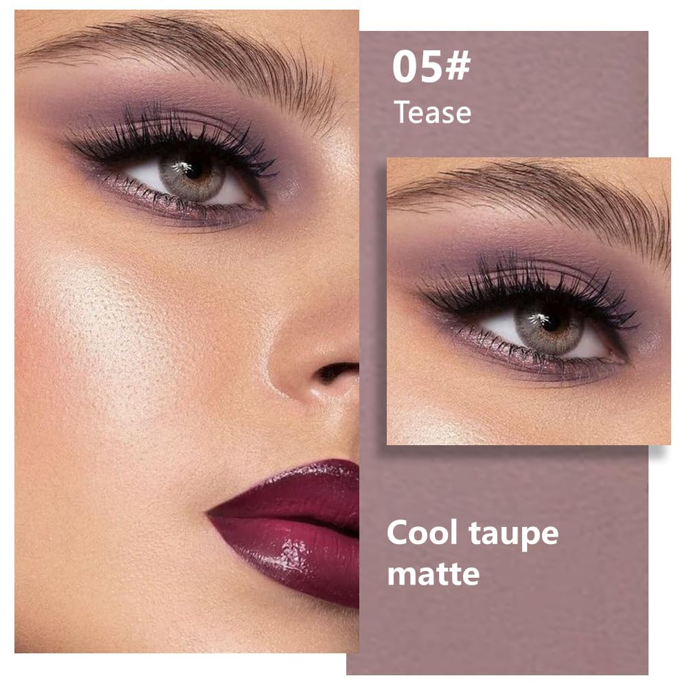 evpct Mauve Taupe Plum Matte Single Eye Shadow Palette Makeup for Older Women, Plum Lavender Purple Natural Cream Eyeshadow Palette for Green Eyes, High Pigment Mini Monochrome Eyeshadow evpct