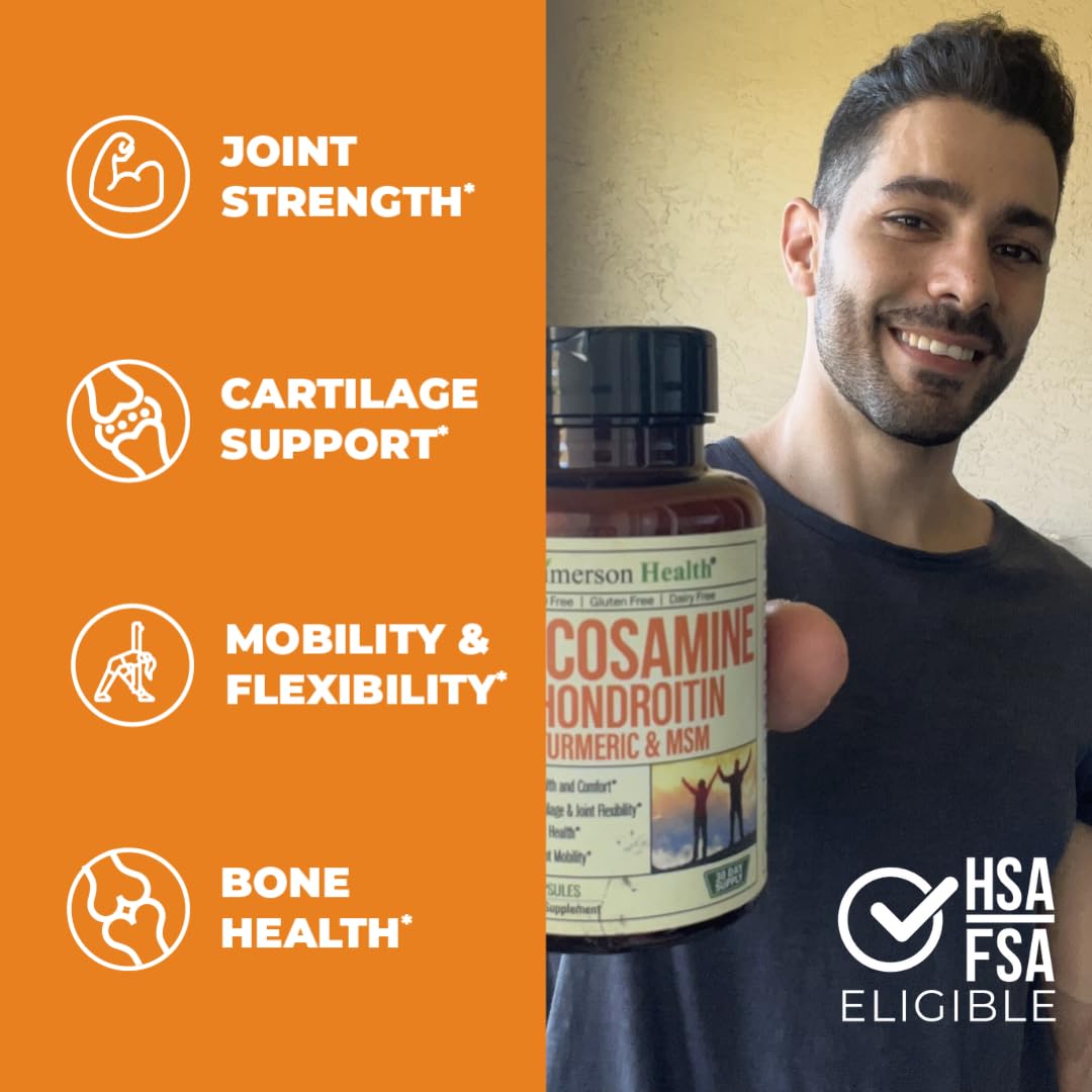 Glucosamine Chondroitin MSM Turmeric Boswellia - Joint Support Supplement. Antioxidant Vimerson Health