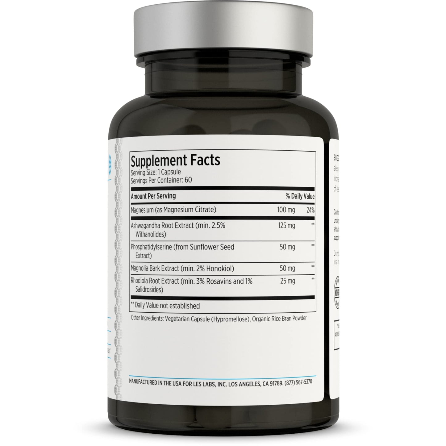 LES Labs Cortisol Health – Stress Relief, Balanced Cortisol Response, Relaxation & Deep Sleep – Phosphatidylserine, Magnesium, Magnolia Bark, Rhodiola Rosea & Ashwagandha – Non-GMO – 60 Capsules LES Labs