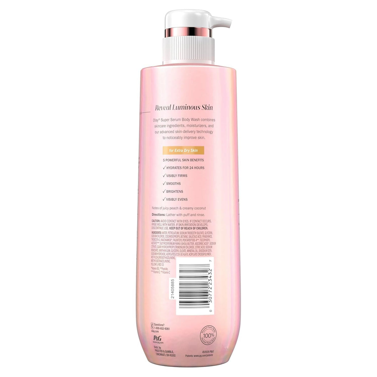 Olay Super Serum Body Wash for Extra Dry Skin, 24hr Long Lasting Rich Hydration, 5+ Ingredient Complex for Bright, Even, Firm, & Luminous Skin, with Collagen Peptide, Vitamin C & Shea Butter, 20 fl oz Olay