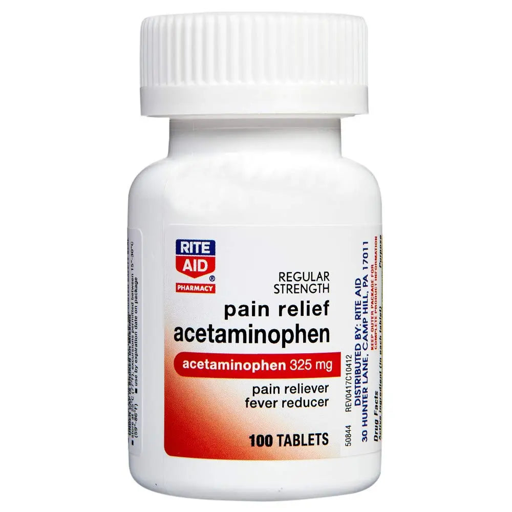 Rite Aid Regular Strength Pain Relief Acetaminophen, 325mg - 100 Tablets | Pain Reliever and Fever Reducer | Joint Pain Relief | Muscle Pain Relief | Arthritis Pain Relief | Back Pain Relief Products Rite Aid
