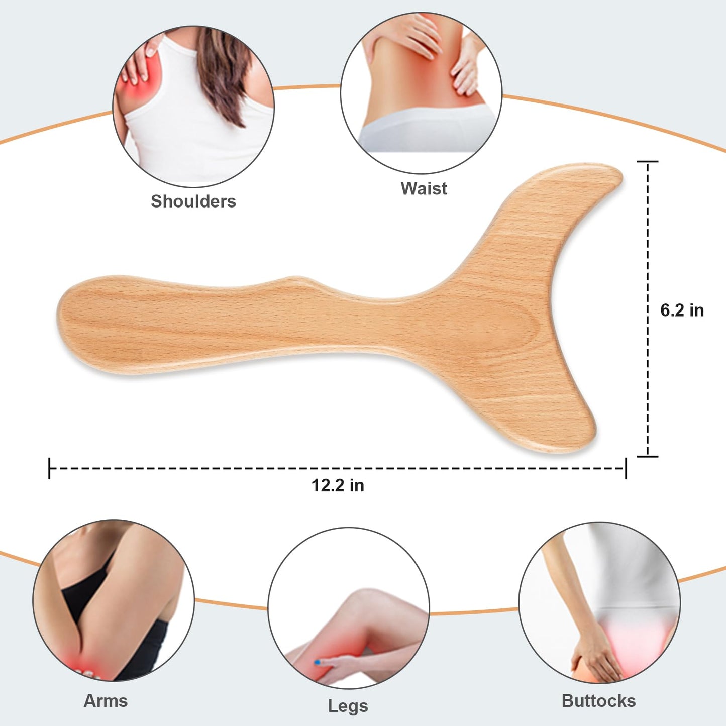 KintKita Wood Therapy Massage Tools,Wooden Lymphatic Drainage Massager, Cellulite Remover Body Sculpting Tool for Cellulite Reduction,Muscle Tension Release,Body Contouring-12 * 6 in KintKita