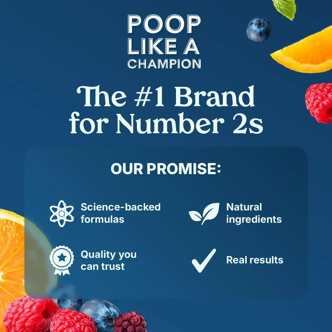 Poop Like a Champion Fiber Gummies – 5g Fiber per Serving, Non-GMO, Vegan, Digestive Support, 60 Pieces per Bottle Poop Like a Champion