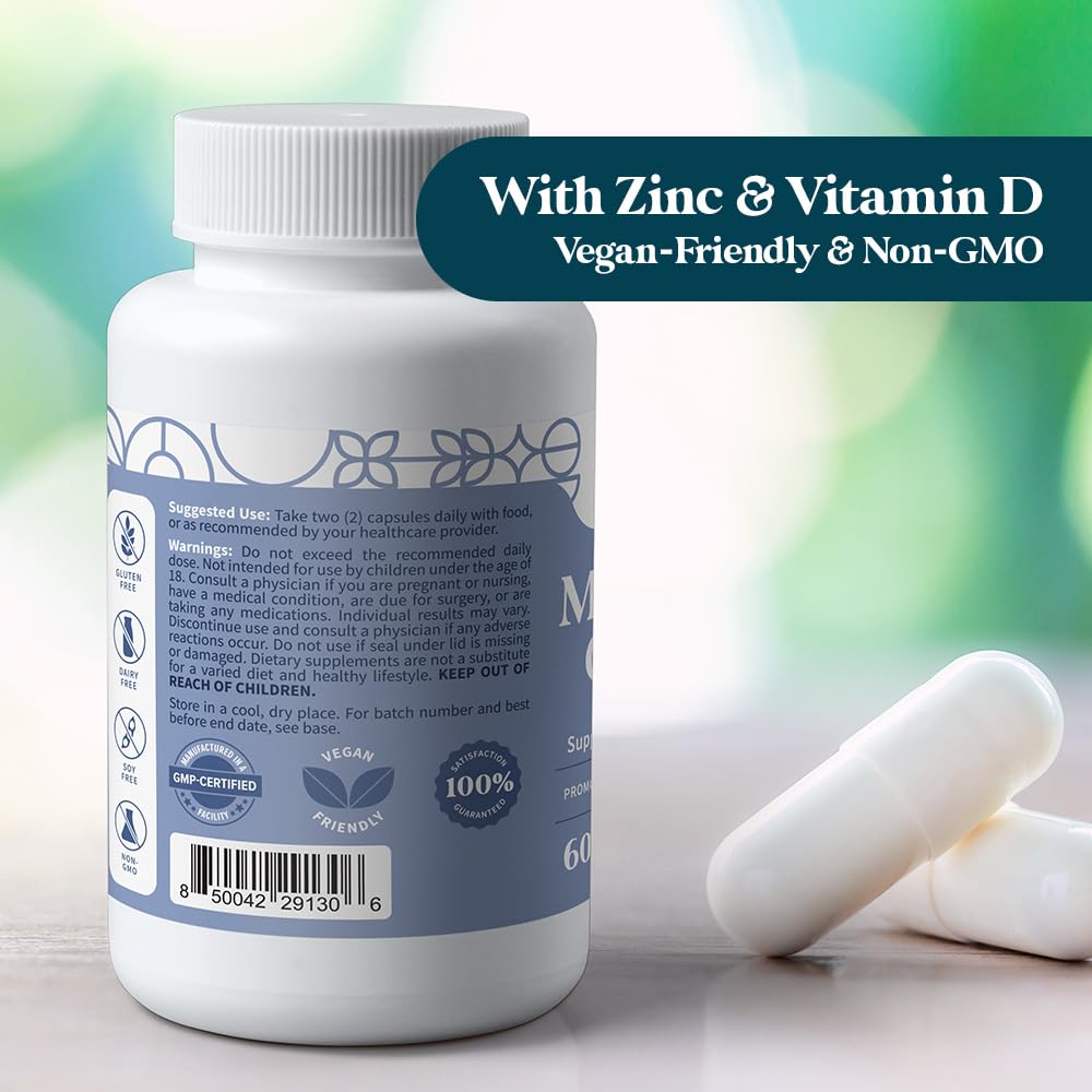 Pattern Wellness Magnesium Complex – Supports Muscle, Bone & Relaxation Health – with Zinc & Vitamin D – Daily Support Formula – 60 Vegan Capsules Pattern Wellness