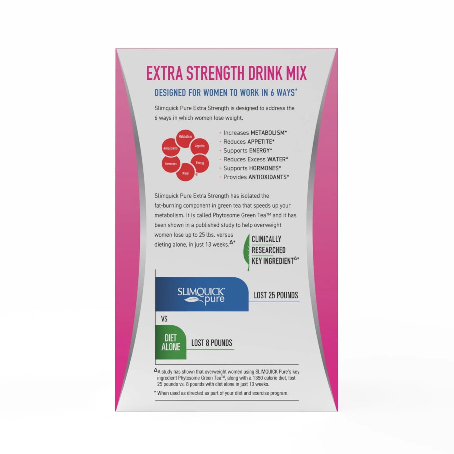 SlimQuick Pure 3X Extra Strength Drink Mix Packets, Metabolism & Weight Management for Women, Helps in Fat Breakdown, with Green Tea, Caffeine, Chaste Tree, SlimQuick