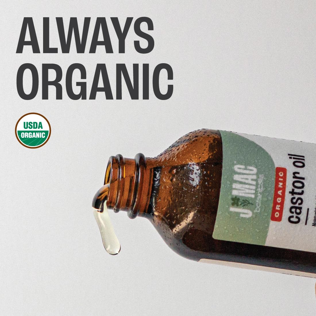 J MAC BOTANICALS Organic Castor Oil Cold Pressed (Glass Bottle, 4 oz ) J MAC BOTANICALS