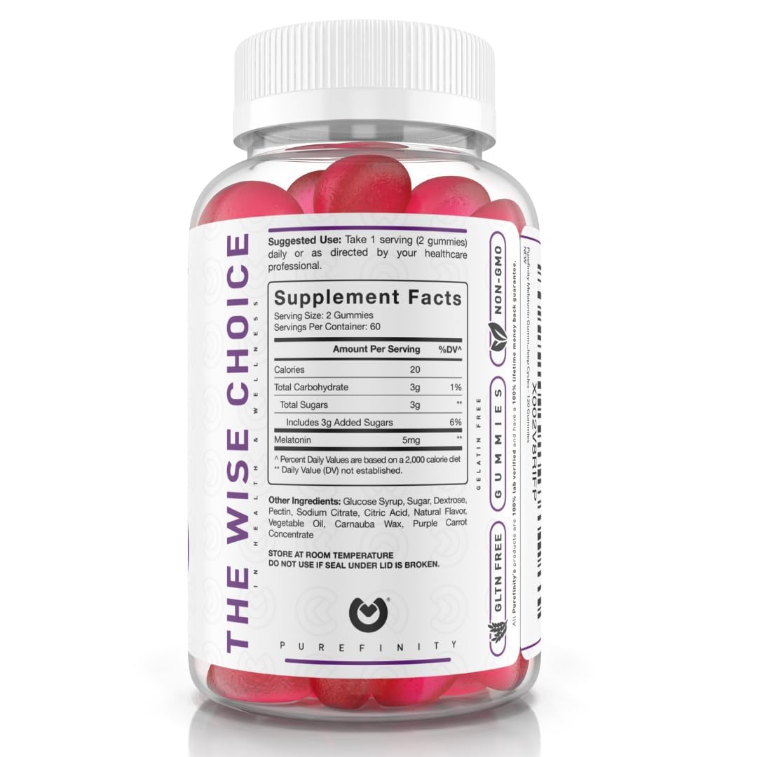 PUREFINITY Melatonin Gummies 5mg for Kids – Each Delicious Gummy is 2.5mg (2 Per Serving) for Easily Customizing Your Night, Gluten Free, Non-GMO, Vegan, 120 Count Gsupps Australia